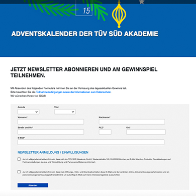 Adventskalender für die TÜV SÜD Akademie