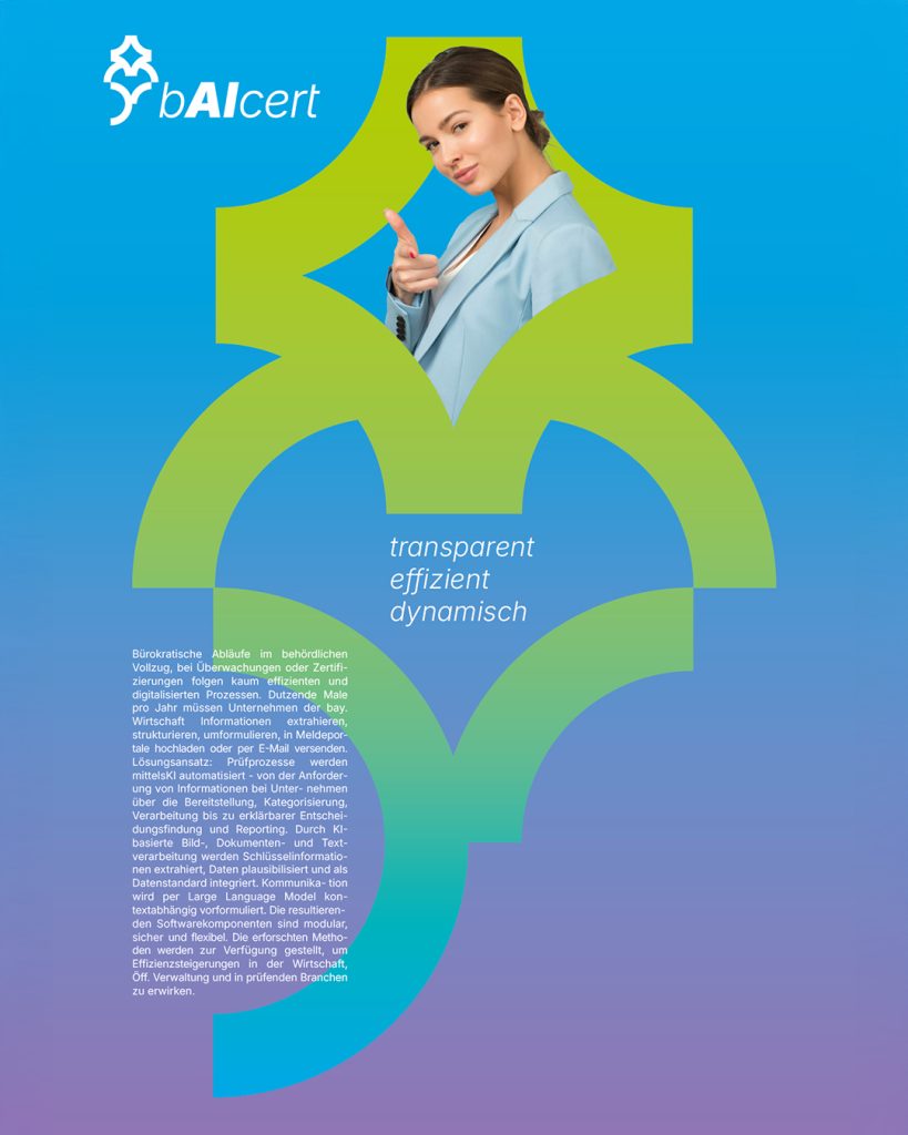 Mit BAICert entsteht eine Marke mit Strahlkraft. Das Corporate Design macht sichtbar, wie KI-Technologien Bürokratie abbauen, Zeit und Ressourcen sparen und gleichzeitig Vertrauen und Nachhaltigkeit vermitteln.