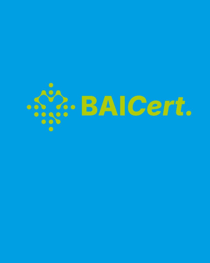 Mit BAICert entsteht eine Marke mit Strahlkraft. Das Corporate Design macht sichtbar, wie KI-Technologien Bürokratie abbauen, Zeit und Ressourcen sparen und gleichzeitig Vertrauen und Nachhaltigkeit vermitteln.