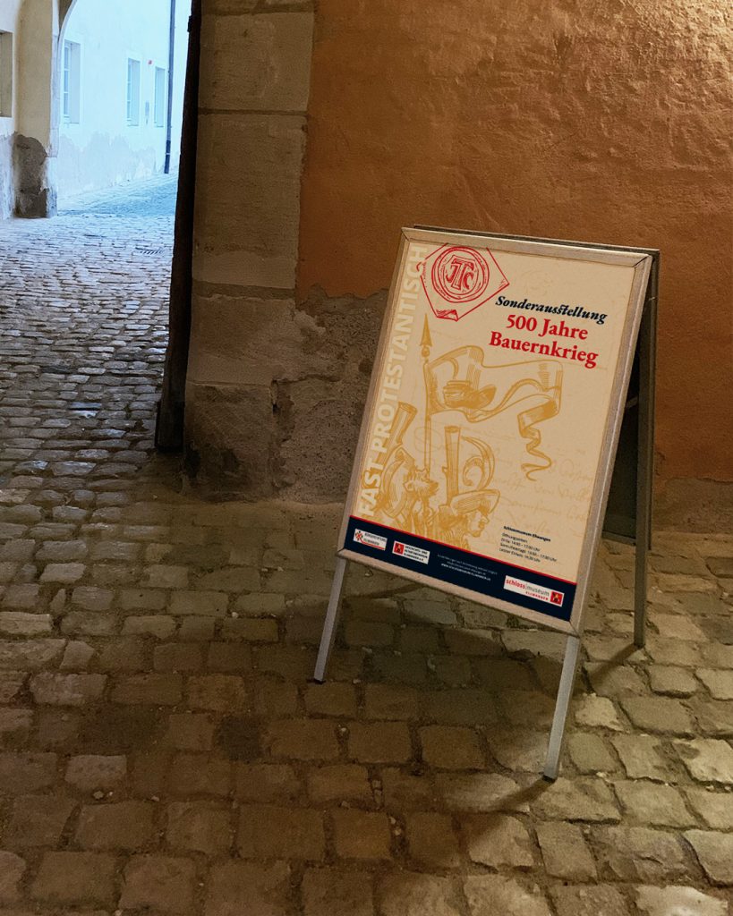 Ausstellungskonzept: Sonderausstellung zum Thema „500 Jahre Bauernkrieg“.