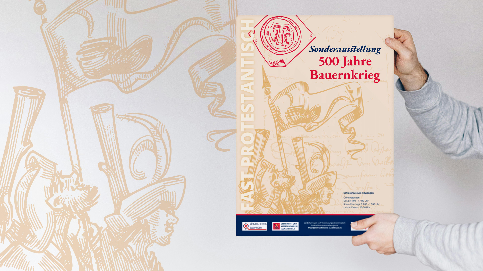 Ausstellungskonzept: Sonderausstellung zum Thema „500 Jahre Bauernkrieg“.
